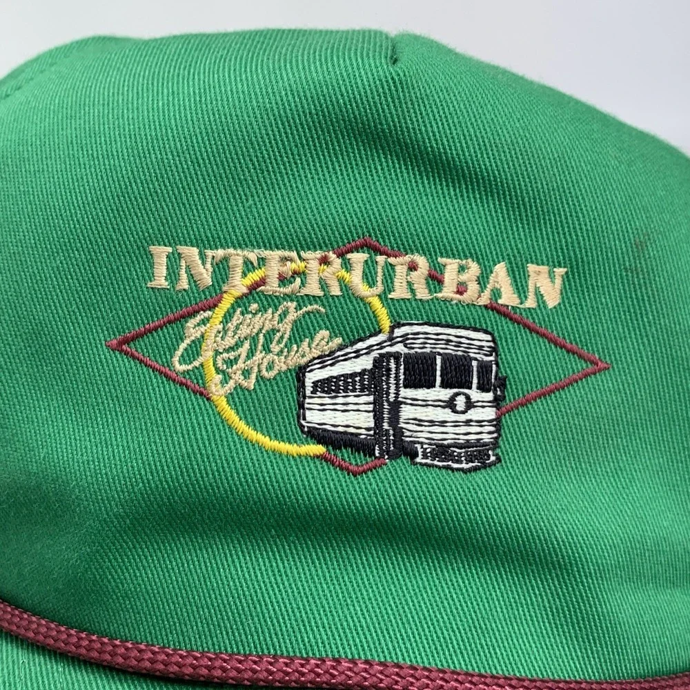 Vintage Interurban Eating House Hat Green Adjustable Strapback Cap Rope Made USA